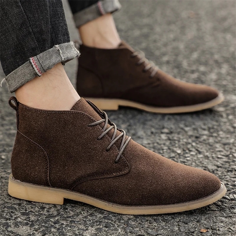 Fashionable mens ankle boots winter boots British style classic suede boots casual shoes work boots Botas Zapatos Hombre 240930bj