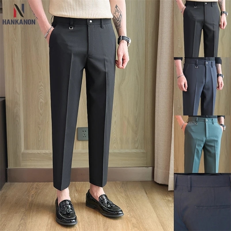 Mens Spring and Summer Suit Pants British Style Ankle-Length Pants Business Casual Style All-Matching Trousers 240708
