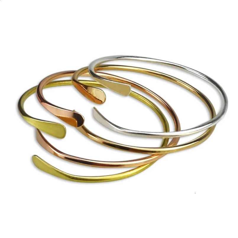 MyLongingCharm 10pcs / lot Empilement en laiton vide Bracelet Empilement ovale lisse Bracelet Open Braceaux F1671 240914