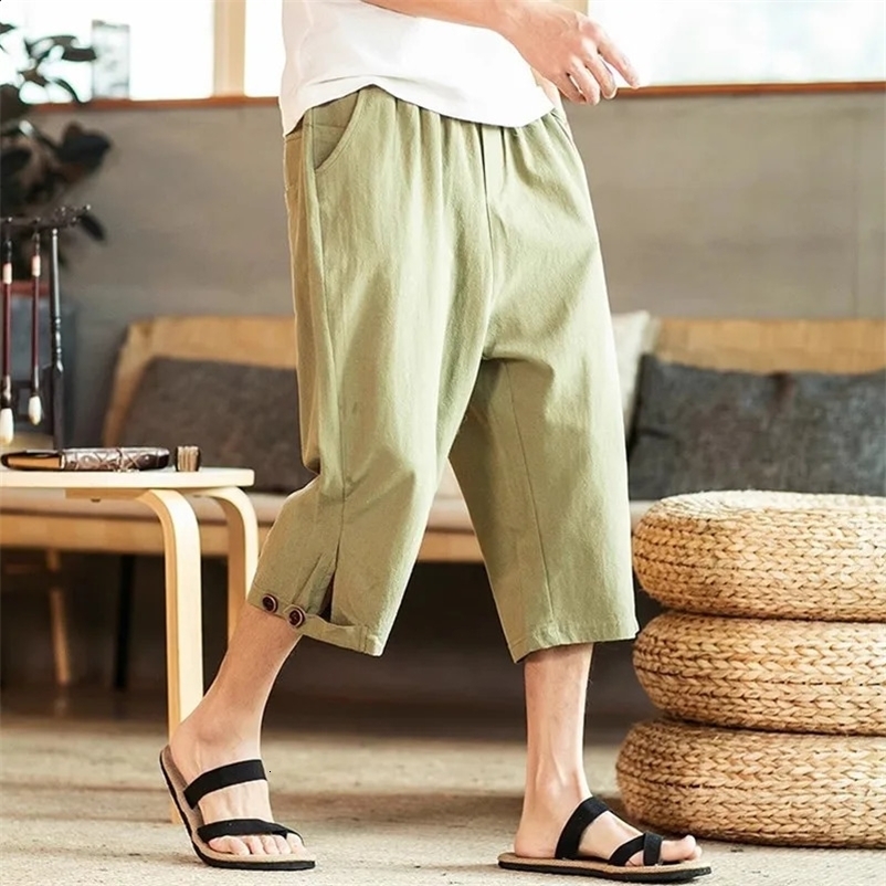Summer Harem Pants Mens Short Jogger Chinese Style Calf Length Casual Bag Pants Mens Capris Sprinter 250110