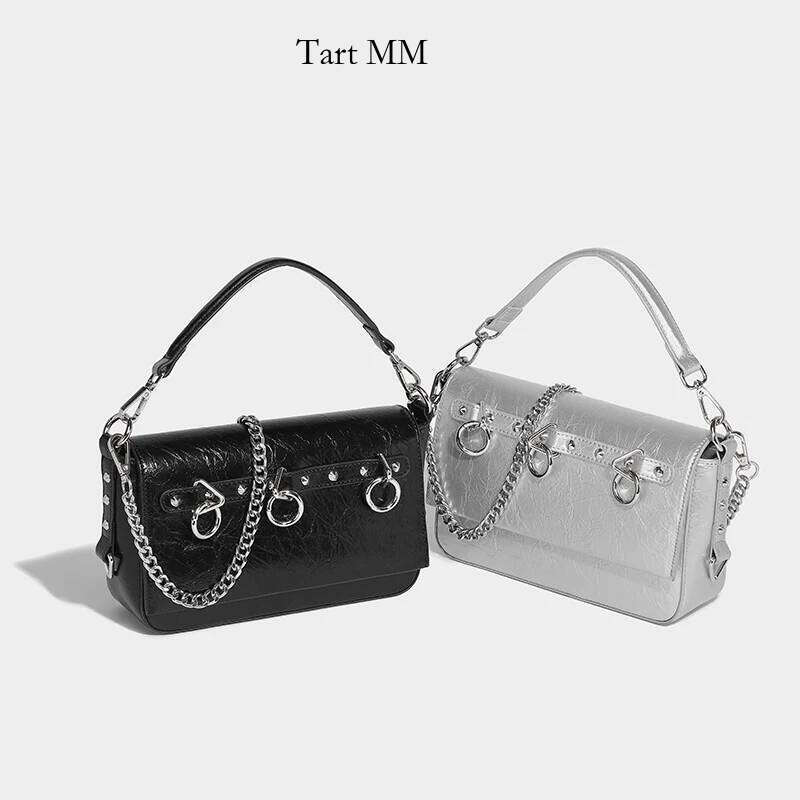 New boston bag Unique Fashion Motorcycle PU Leather Y2k Women's designer bag Side Saddle Personalized One-Shoulder bag Subculture Punk tote bag