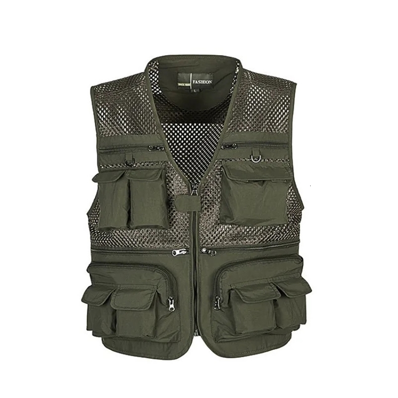 Life Vest Buoy Outdoor Fishing Vests Quick Dry Breathable Multi Pocket Mesh Jackets Pography Hiking Vest Army green fish Vest 231201