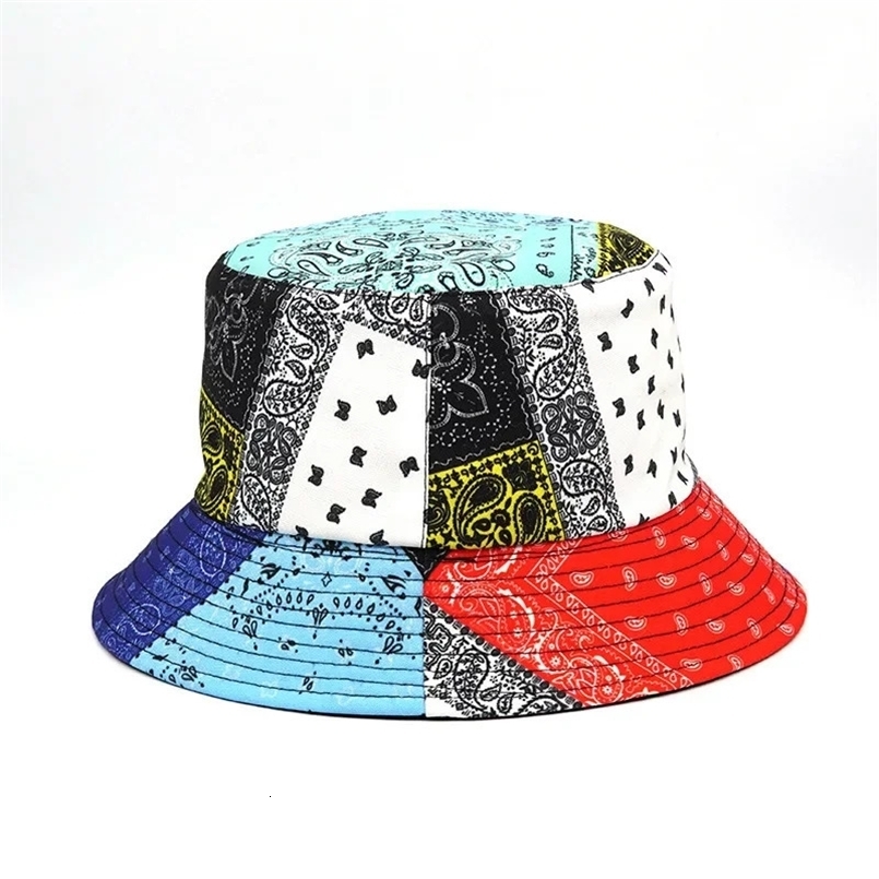 2024 Fashion Summer Paisley Print Pisherman Chapeau réversible Harajuku Bucket Bucket For Women Men Street Hip Hop Cap Hat de pêche 240518