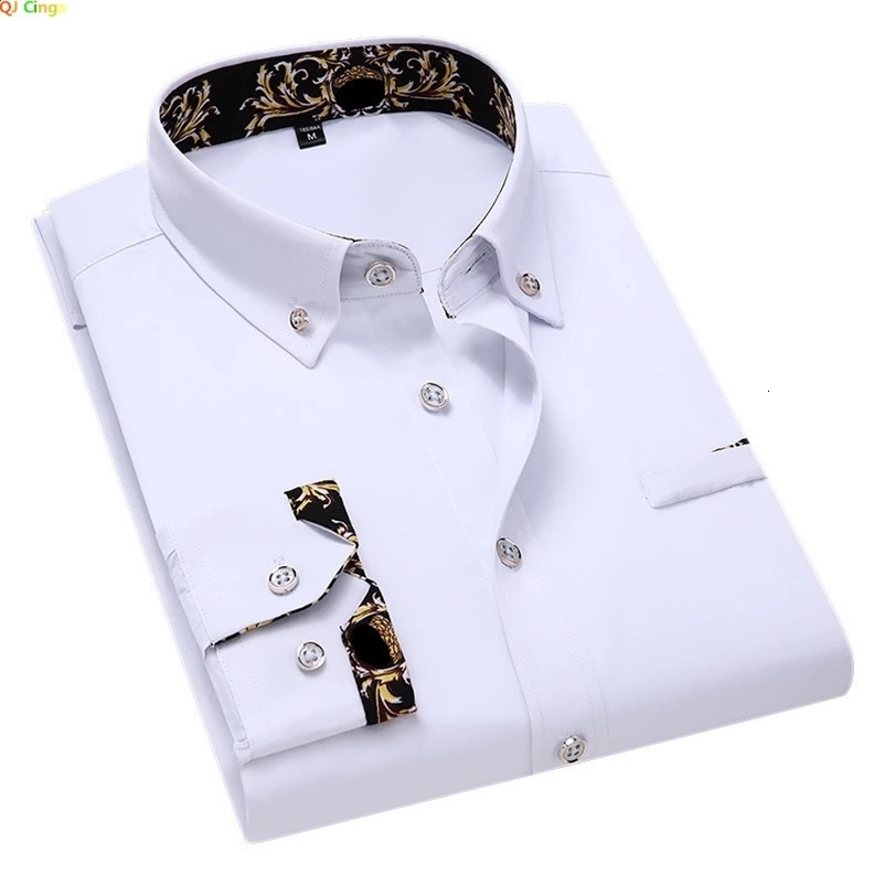 Mens Clothing Arrival Men Shirt Fashion Causal Long Sleeved Male Dress Social Business Cotton Shirt Soft Weeding White Shirts 240827