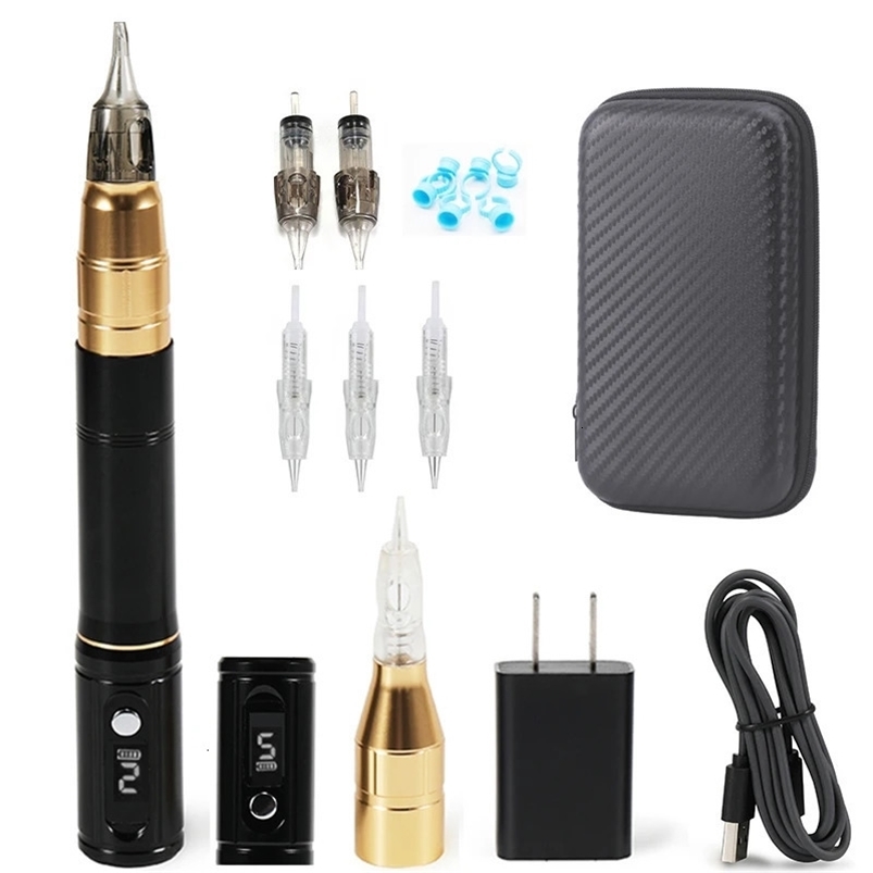 Wireless Permanent Makeup Machine 5 Speed PMU Miroblading Pen Eyebrows Microshading Tattoo Kit With Battery 5pc Cartridge Needle 231229