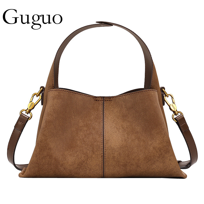 Guguo Free Shipping New Designer Bag 2025 Vintage Simple Soft PU Shoulder Bag Fashion Large Capacity Tote Bag Crossbody Bag Cross-border Women'