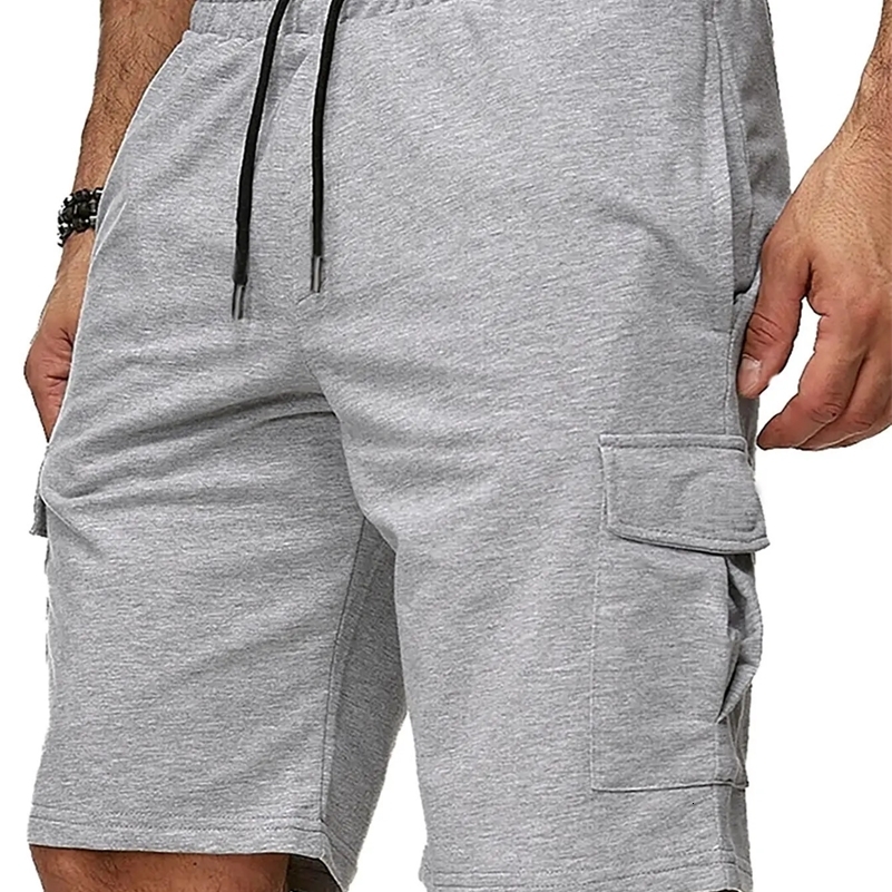 2024 Summer Y2K All Match Trousers Solid Color Streetwear Elegant Fashion Half Pants Multi Pocket Shorts Mens Clothing 250116