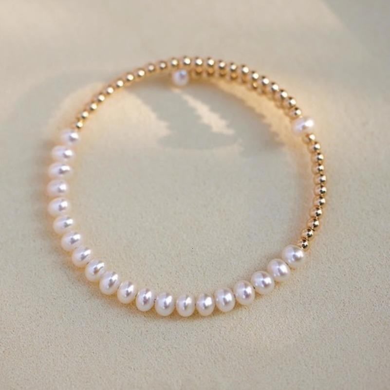 Arrival Elegant 100% Natural Freshwater Pearl 14K Gold Filled Ladies Bangle Promotion Jewelry For Women Year Gifts 250813