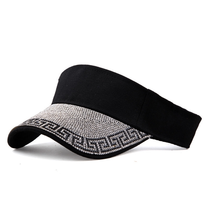 Wide Brim Hats Bucket Spring and Summer Womens Diamond Inlaid Hollow Fashion Net Red Sunshade Visor Cap 230515