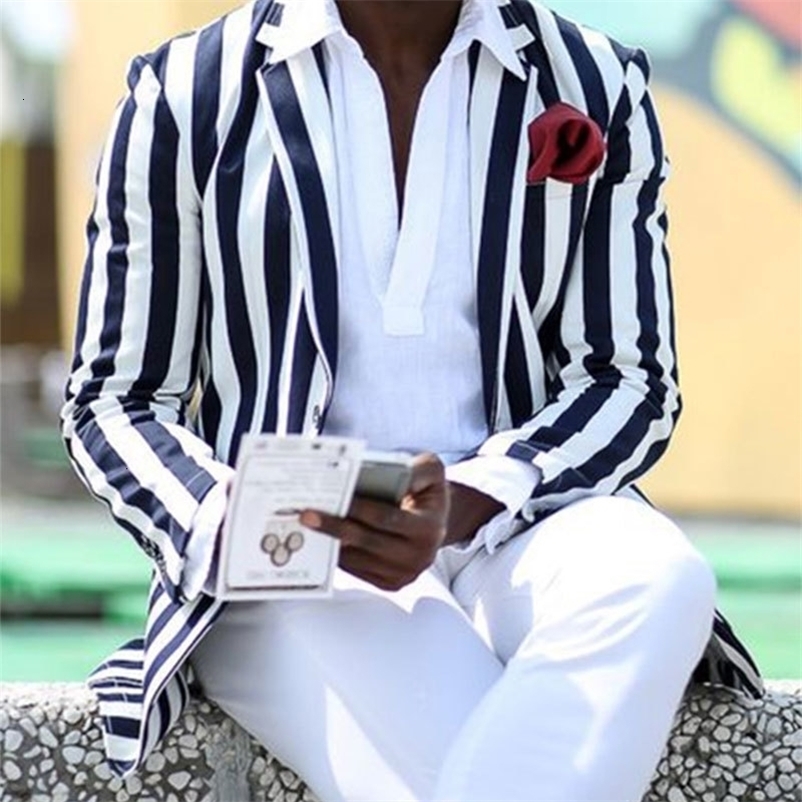 Mens Blazer Fashion Casual Black White Striped Notch Lapel Slim Fit Blazer Business Suit Jacket Mens Elegant Blazer 240729