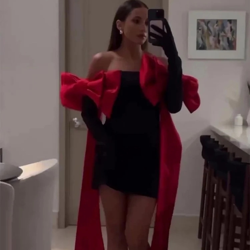 Elegant Party Dresses for Women Brithday Prom Gown Fashion Bow Evening Dress Sexy Strapless Short Dress Y2k Clothes 250319
