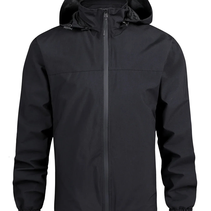 Outdoor waterproof and windproof mens tactical detachable hat camping fishing jacket with spring plus size casual lightweight jacket 241224