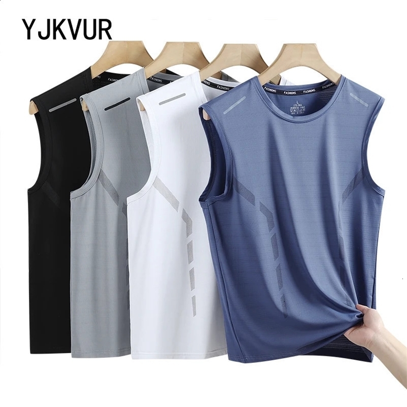 YJKVUR sports fast drying sleeveless mens summer mens gym clothing breathable and lightweight plus size vest 250428