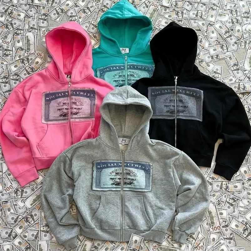 Retro Mens and Womens Hoodies with Personalized Printed Patterns Y2K Style Street Clothing Hoodies Cardigans Long Sleeves Top 241021