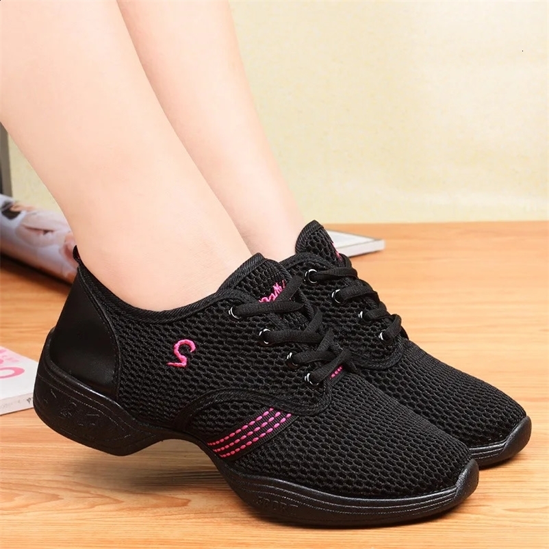 Womens Dance Shoes Soft Outsole Woman Mesh Breathable Jazz Hip Hop Sports Sneakers Ladies Girls Modern Jazz Dancing Shoes 250214bj