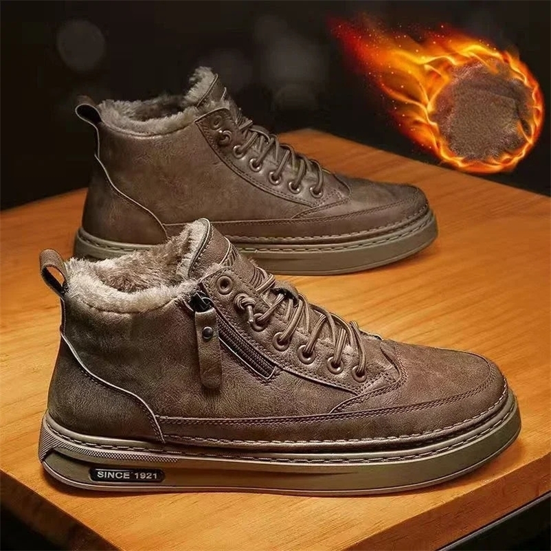 Mens Winter Warm Cotton Shoes 2024 Classic Fashion Retro Plush Comfortable Anti Ski Boots Outdoor Sports and Leisure Shoes 240914bj