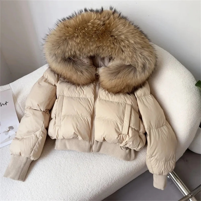 Down Jacket women 2024 Duck Down Outerwear Real Raccoon Fox Fur coat Big Collar Winter Jacket Natural Warm Loose Streetwear 241223bj