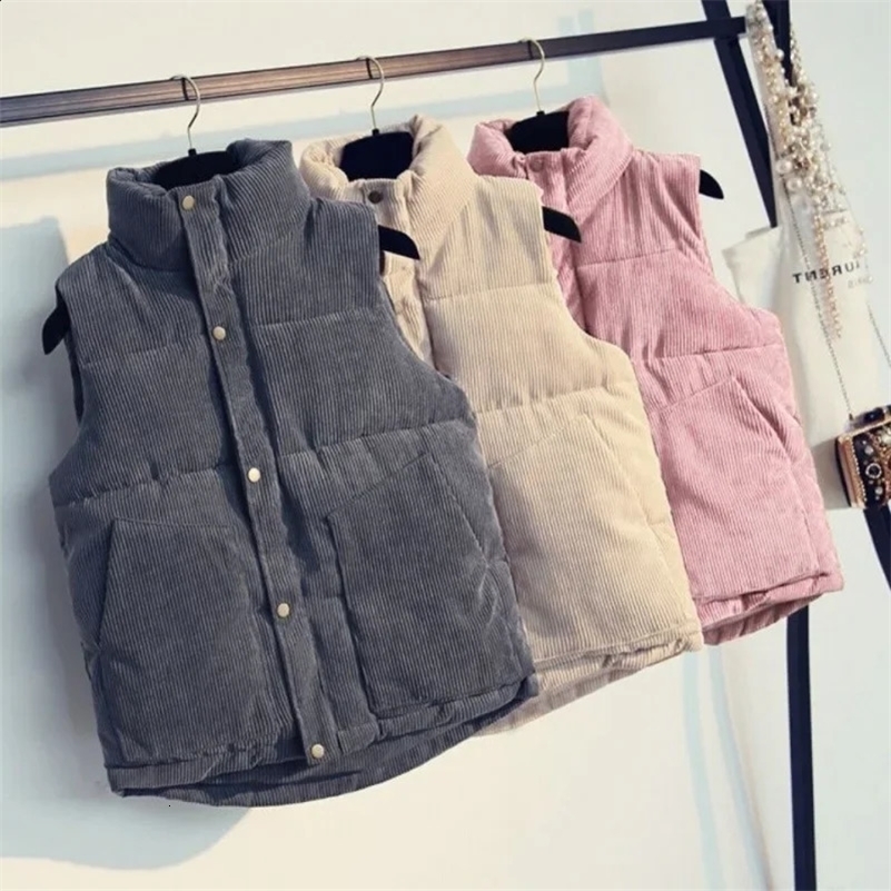 Womens Loose-Fit Corduroy Vest Preppy Style Cotton Coat Jacket AutumnWinter Korean Version Arrival Fashion Accessory 241120
