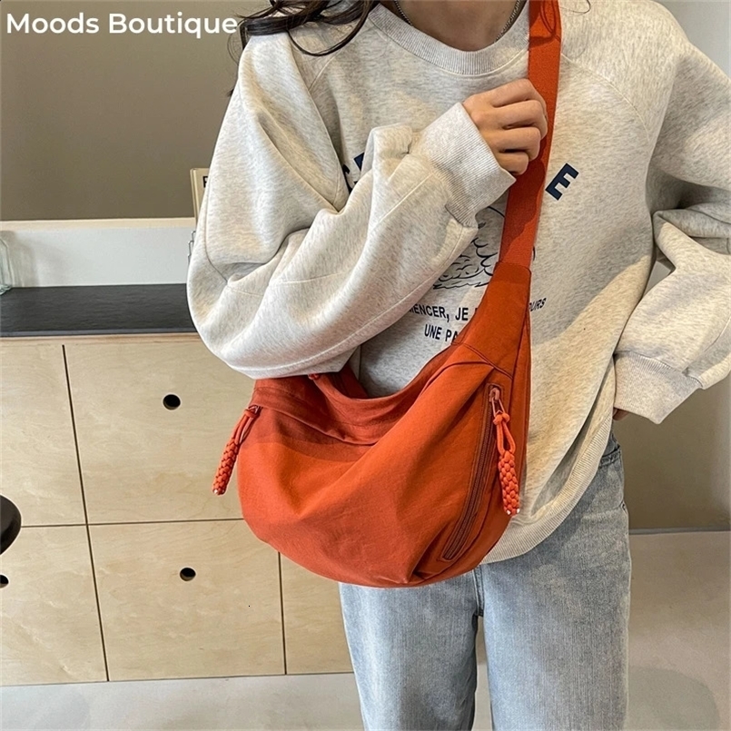 Women Casual Crossbody Bags Nylon Fabric Multi Pockets Large Capacity Shoulder Hobo Bag Summer Latest Fashion Messenger Bag 241224