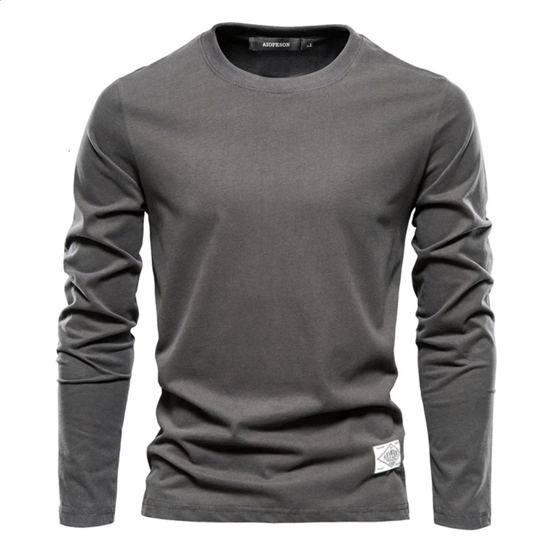 Men's T-shirts 100% Cotton Long Sleeve Casual Tops Solid Color High Quality Backing T-Shirt Spring Autumn Classic Men Clothing 241223bj