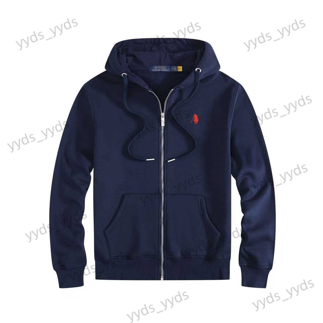 Autumn Winter Mens Casual Plus Size Polo Little Horse Logo Embroidered Fleece Long Sleeve Sweatshirt Wholesale T250923