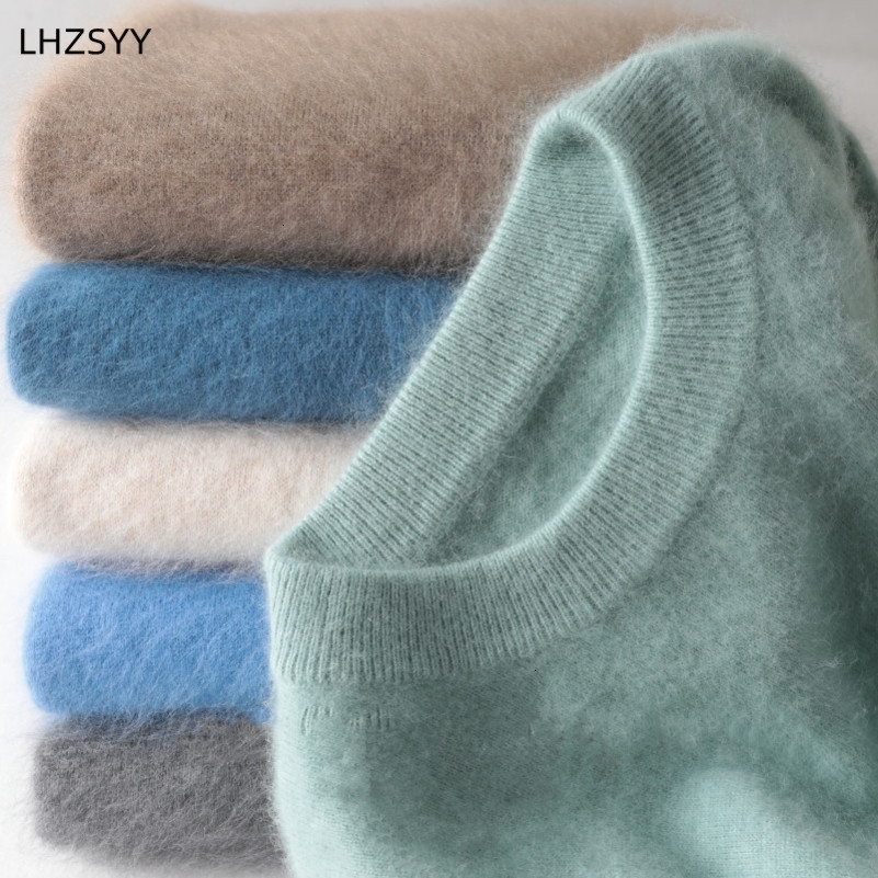 Mens 100% pure Mink Cashmere Sweater O-Neck Pullovers Knit Large Size Mink Sweater Winter Tops Long Sleeve High-End Jumpers i240816