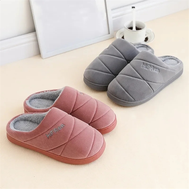 Large size womens home slider for winter warm fur soft plush slider without slider couple bedroom slider indoor casual shoes 240903bj