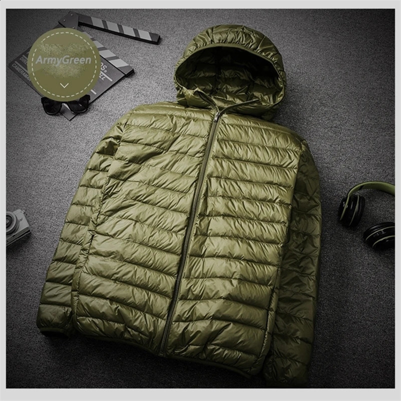 90% white duck down hooded jacket Parka mens portable jacket mens jacket autumn ultra-thin jacket 240902bj