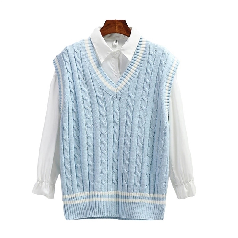 Japanese preparatory style sweater vest for women in spring/summer 2024 Korean fashion loose knit and floral womens casual vest top 241206bj