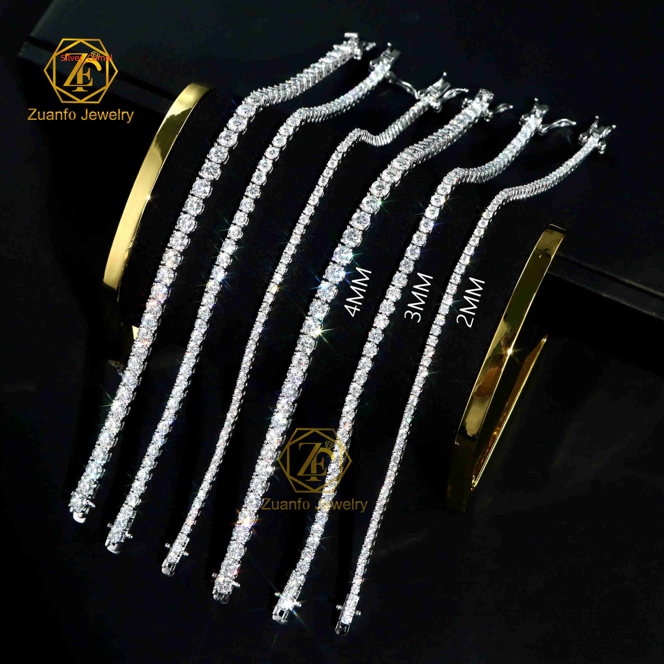 Custom 10k 14K White Gold Fine Jewelry Lab Diamond Tennis Bracelet 2mm 3mm 4mm Round Lab Grown Diamond Paving Diamond Bracelet