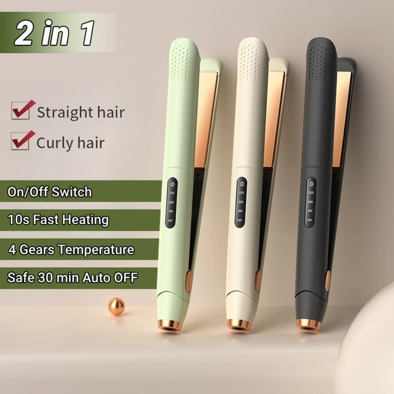 2-in-1 professional straightener with 4-speed heating ceramic ion fast heating negative ion hair flat iron LCD display 250322