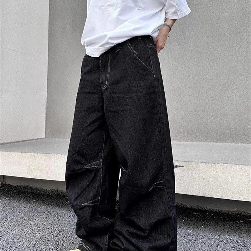 AA American Retro Oversized Grunge Street Jeans Pockets Mop Y2K Washed Pants Womens Emo Casual Hip-hop Baggy Denim Trouser 250214