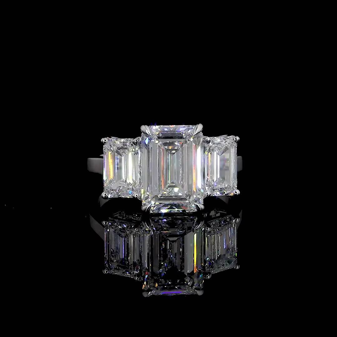 IGI GIA Certified 14k Solid Gold Engagement Ring 3Stone Emerald Cut Lab Grown Diamond Beautiful Diamond Rings for Women