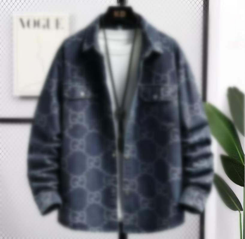 Men's Jean Jackets Luxury Letter Printed Jacquard shirts Designer Coat Sports Stand lapel neck Vintage tops Outerwear men Denim Jacket