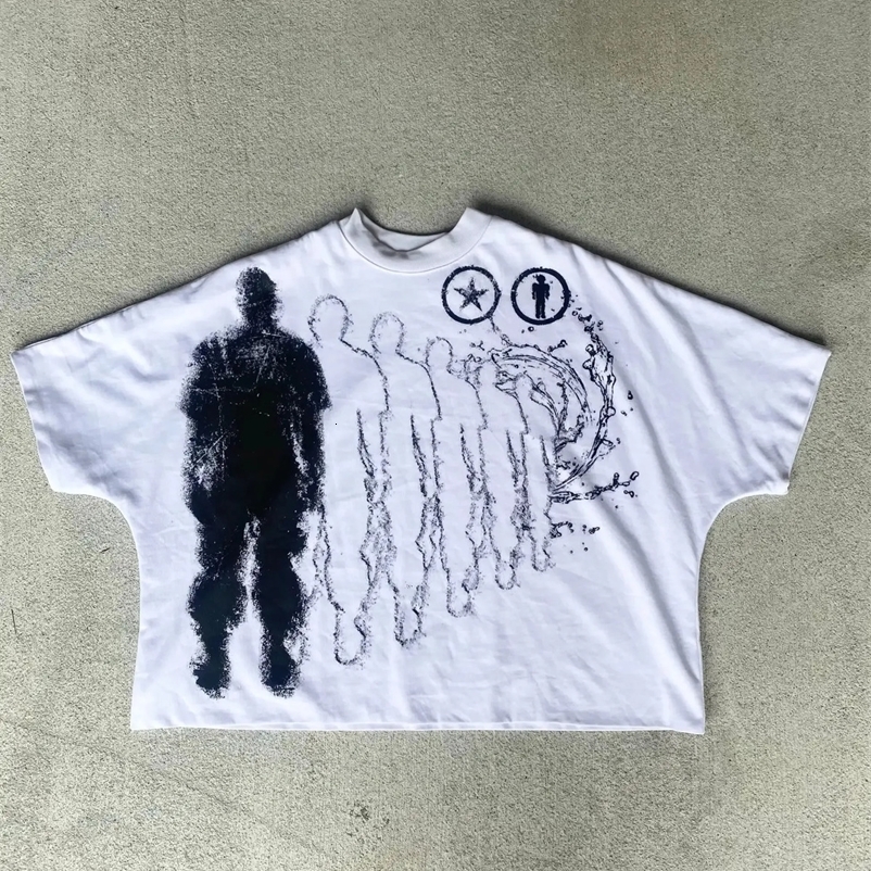 Street cartoon pattern printed womens T-shirt fashionable round neck pure cotton short sleeved mens Y2k retro casual top 240930