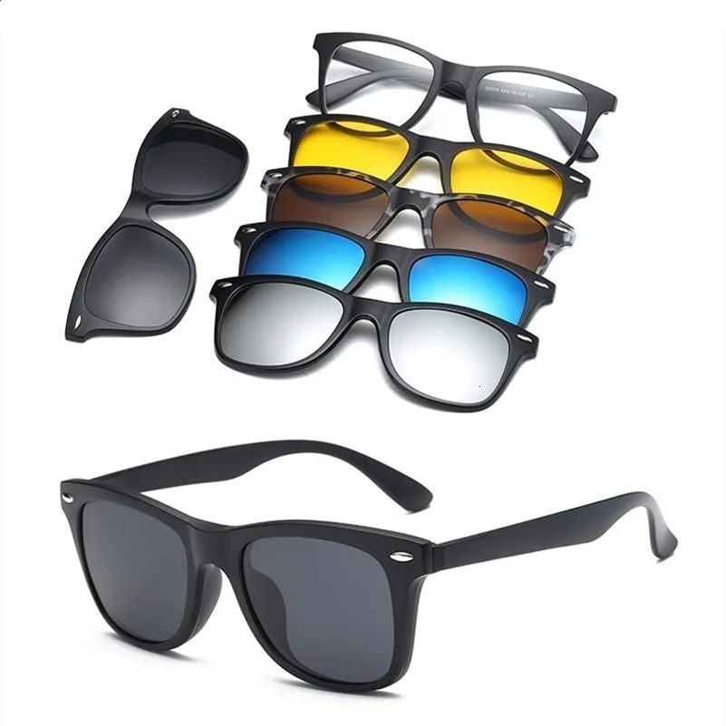 6 sur 1 hommes personnalisés femmes Polarisation optique magnétique des lunettes de soleil Clip de l'aimant sur les lunettes de soleil Clip de po