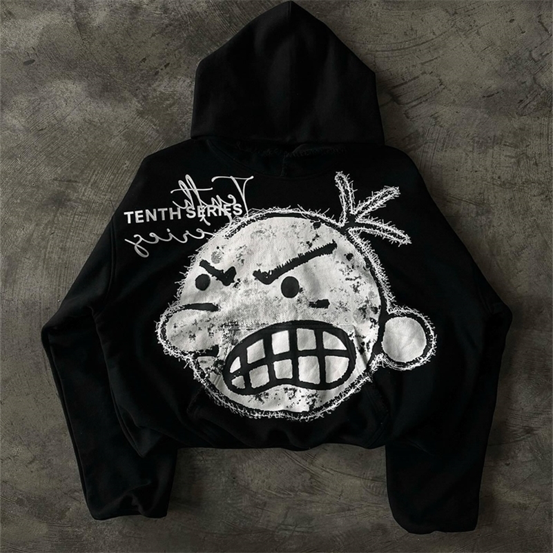 Streetwear sweat à capuche Y2K Hip Hop Graphic Print Sweat-Sweat-shirt surdimensionné pour hommes Punk Rock Gothic Pullover Clothes 241030
