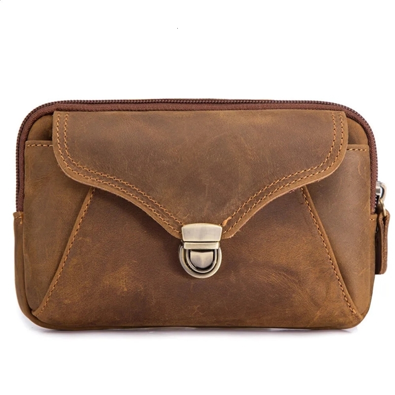 Fanny Waist Bag Men Genuine Leather Belt Bum Leg Hip Packs for Men Mini Multi Phone Box Wallet and Purse Outdoor Coin Card Pouch 241223bj