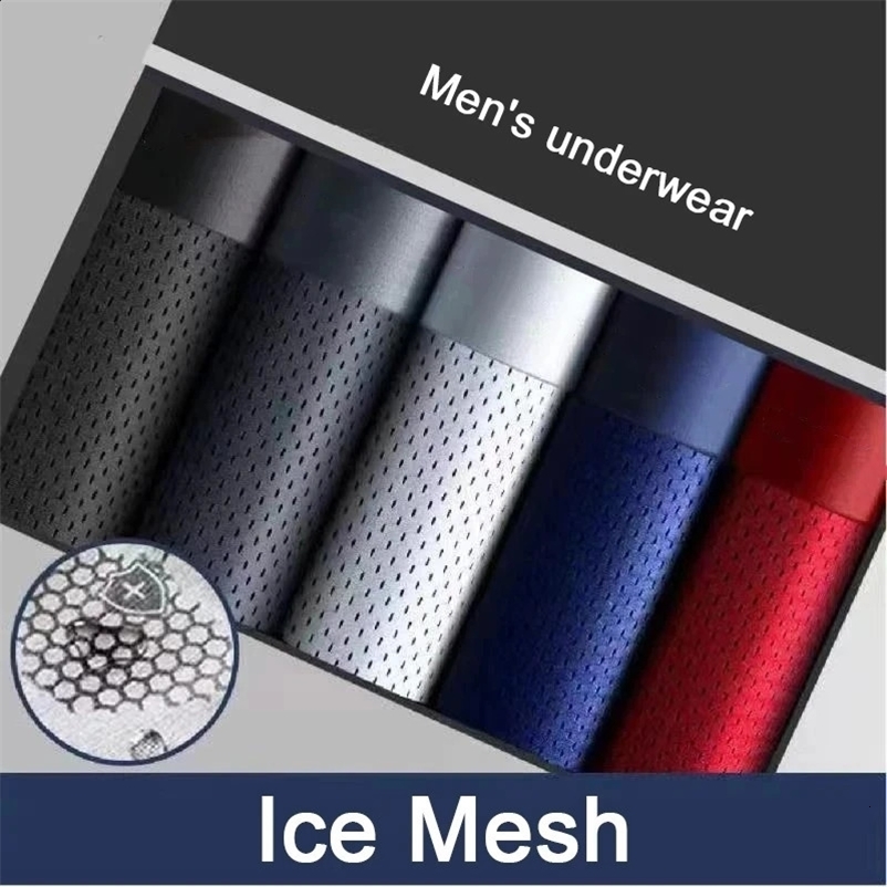 Boxers Men Boxer Shorts Men Underwear Male Underwear Boxers Homme Ice Silk Mesh Boxershorts Plus Size Panties Sexy Underpants250403bj