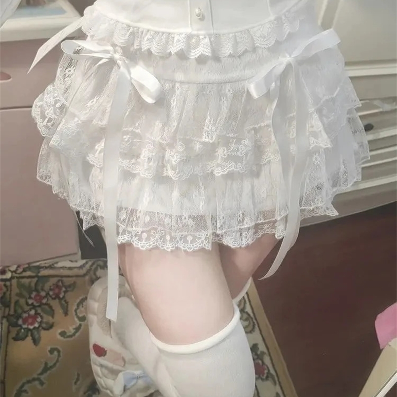 Harajuku Stripe Punk Grunge Skirts Women Y2k Aesthetic Subculture High Waist Cake Mini Streetwear Lace Vintage Kawaii Mini Jupe 250318