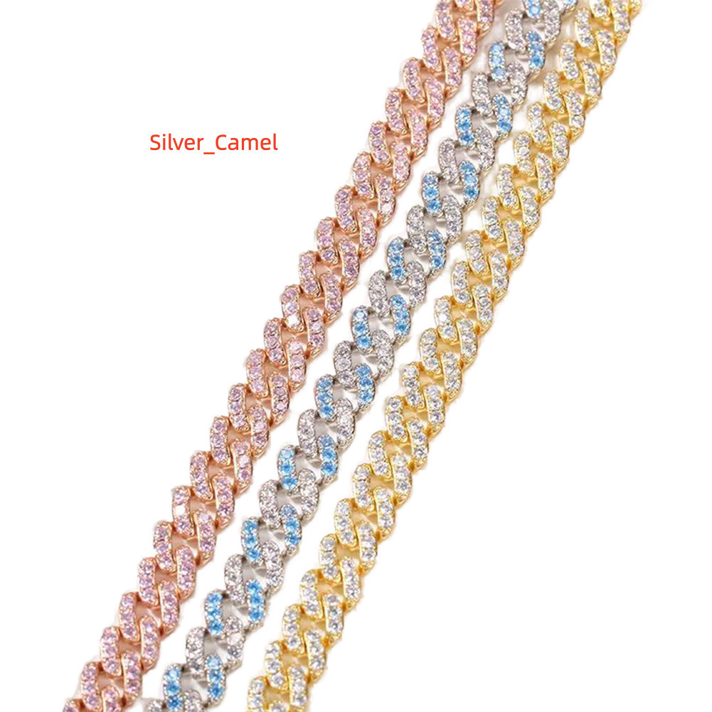 Mens 14MM TwoRow Miami Cuban Link Chain Necklace Fashionable Iced Moissanite Gold Plated Brass for Anniversary Optimal Visual