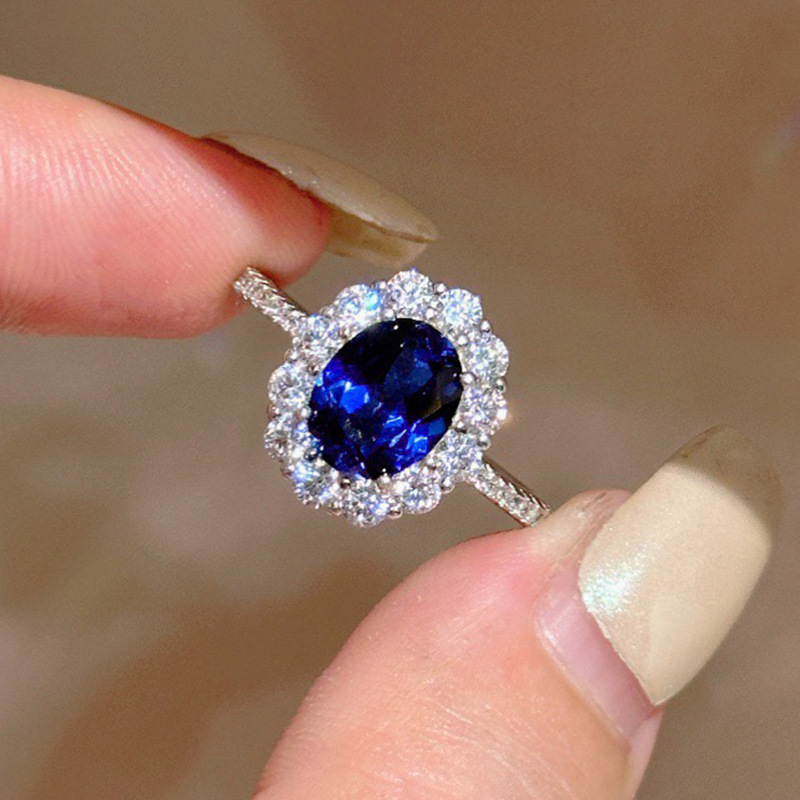 2025 Choucong Brand Wedding Rings Luxury Jewery Genuine 100% 925 Sterling Silver Oval Blue Sapphire Party Eternity Women Engagement Princess Ring Gi