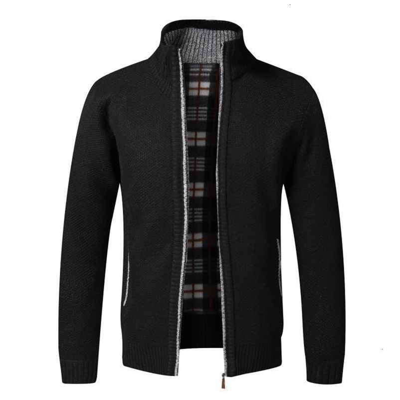 Men's Sweaters Autumn Winter Warm Cardigan Men Fleece Zipper Sweaters Jackets Mens Slim Fit Knitted Sweatercoat Thick Cardigan Sweater Coat Men