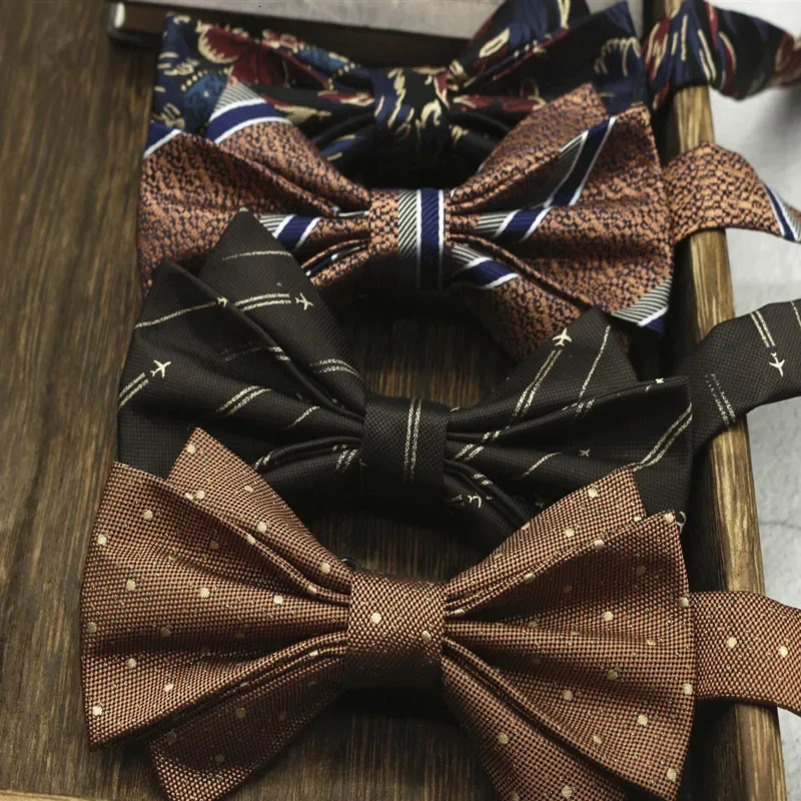 Bowtie mens retro Korean casual grooms wedding womens bow tie flower knot red green pattern stage trend 240624