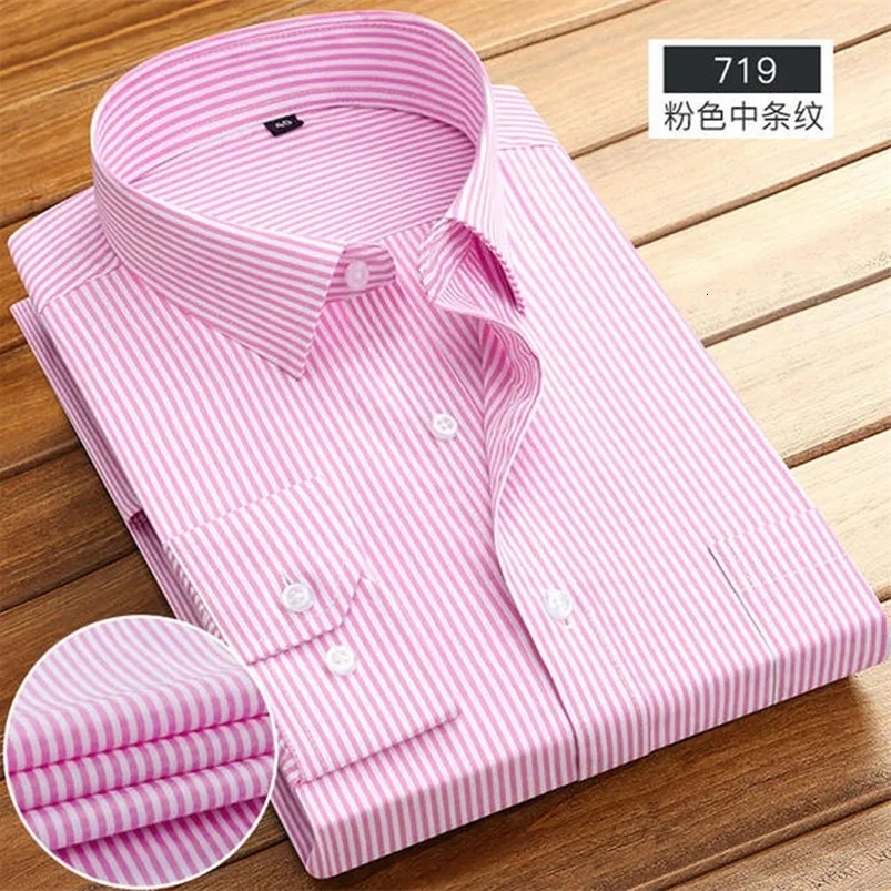 Mens long-sleeved shirt Spring summer business casual cotton non-ironing high quality breathable fashion stripe 250207