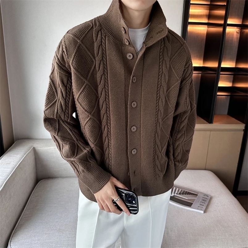 Winter sweater cardigan wool sweater mens warm and fashionable retro knitted sweater jacket mens loose cardigan wool sweater mens jumpsuit M-3XL 241