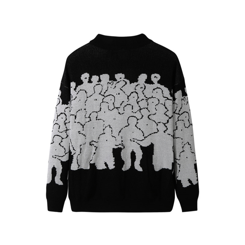 Fashion Sweater Men Cotton Embroidery Pull Homme Sweater Men Clothing Korean Clothes Oversize Knitted Sweater Coats No Quit 3XL 210818