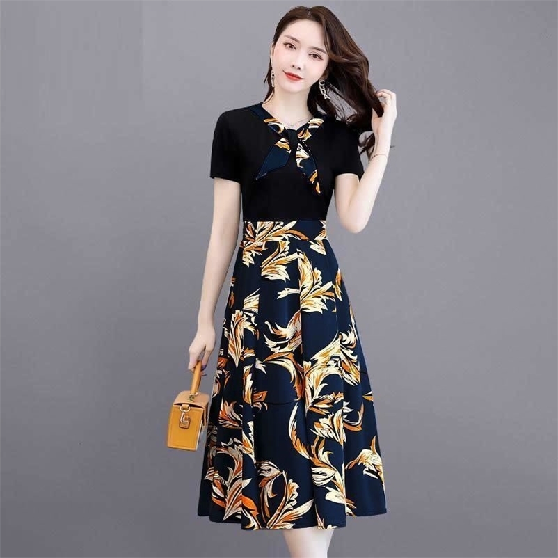 Casual Dresses Women's Summer Slim Fit Chiffon Flower Dress Women's Dress Vestido De Mujer Women's Dress 230407