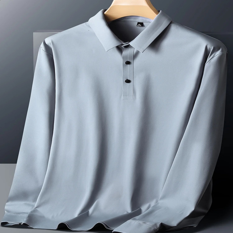 Plus Size 8xl 7xl 6xl Long Sleeve Polo Shirts Men Red Pink Blue Gray Tee Breathable Soft Quick Dry Nylon Polos Male Golf T Shirt 241120