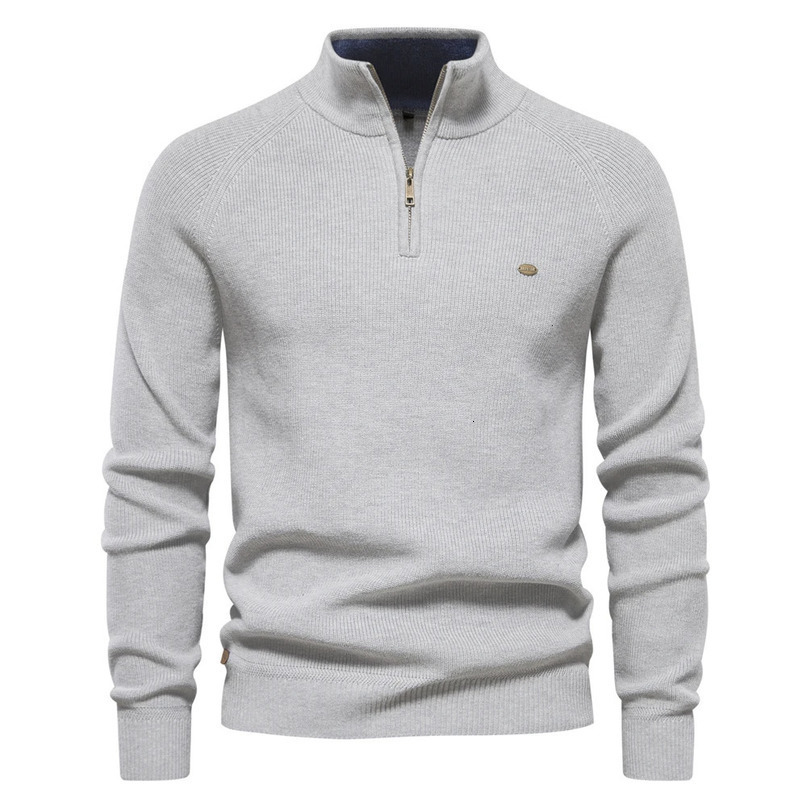 Autumn Cotton Zipper Cardigans for Men Fashion Casual Social Sweaters High Collar Warm Winter Knitted Sweater 240123
